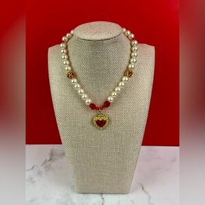 Sweetheart Pearl & Sparkle Heart Necklace for Child Age 2-5 Valentine’s Day